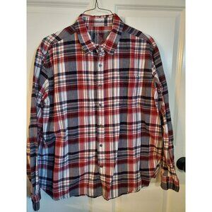 Hogan & Martin Men's button up dress shirt Size XL Red Blue White long sleeve